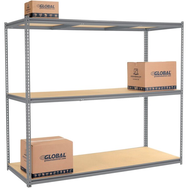 Global Industrial High Capacity Starter Rack 96x48x963 Levels Wood Deck 800lb Per Shelf GRY 580937GY - main